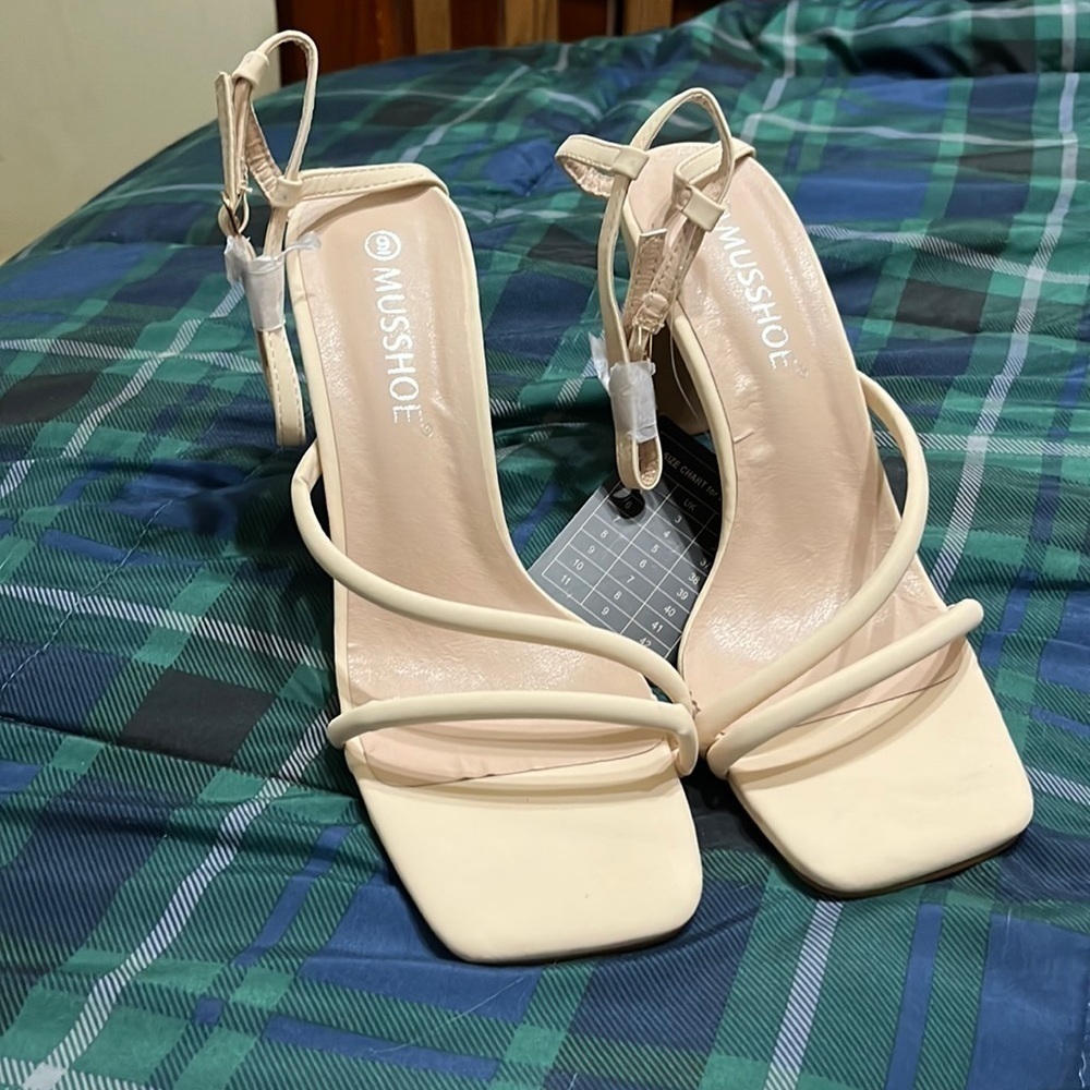 Squared toed ankle strap heels